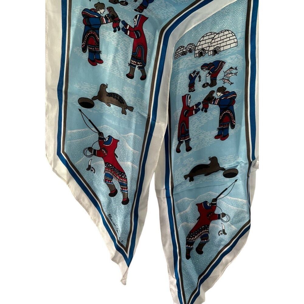 SKEMO CANADA Arctic Scene Tony & Eleanor Paine Pink Silk Scarf Pointed Ends